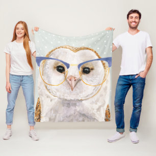 Four-Eyed Forester Wise Owl Fleece Blanket