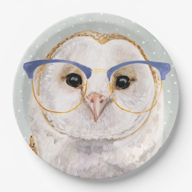 Four-Eyed Forester | Wise Owl Paper Plates (Front)
