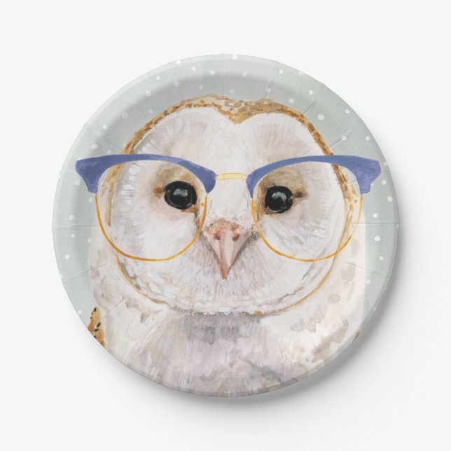 Four-Eyed Forester | Wise Owl Paper Plates (Front)