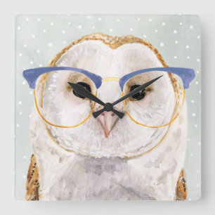 Four-Eyed Forester   Wise Owl Square Wall Clock