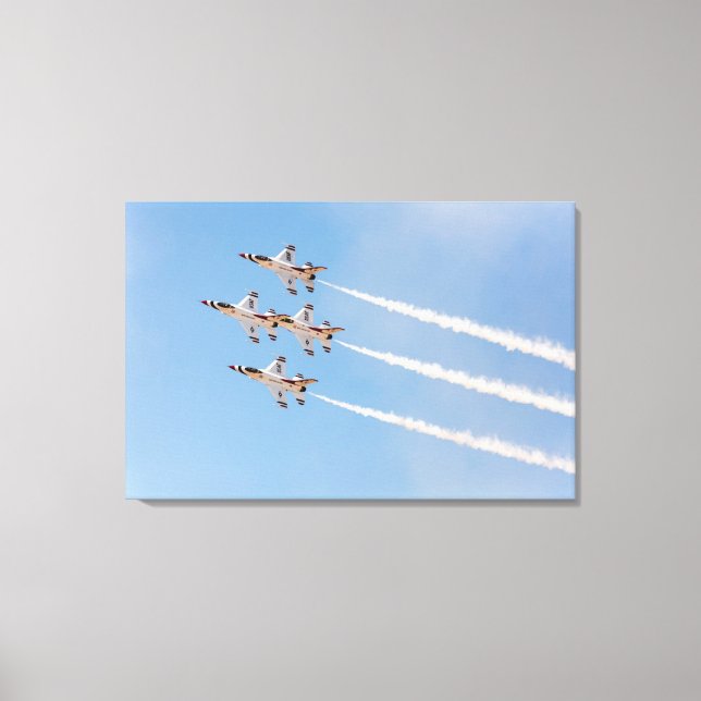 Four F-16 Thunderbirds fly in close formation Canvas Print (Front)