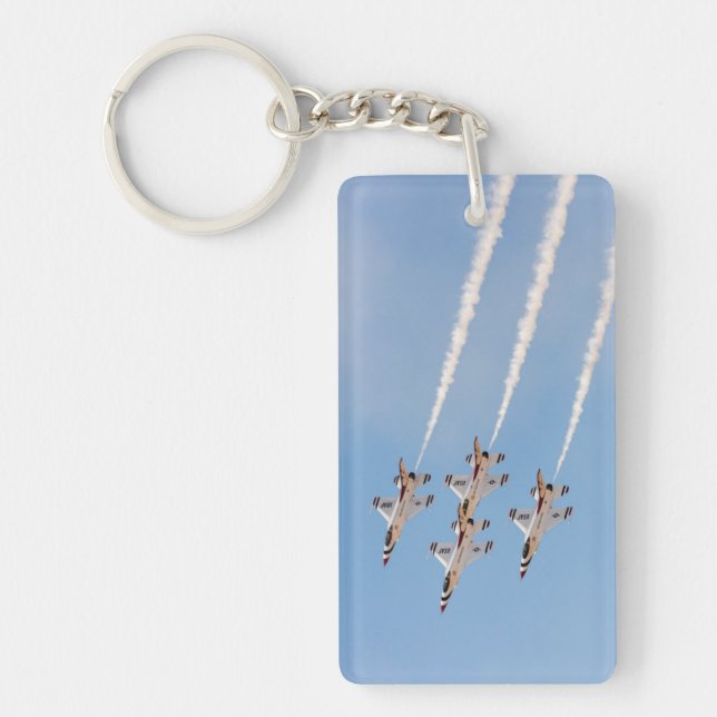 Four F-16 Thunderbirds fly in close formation Keychain (Front)