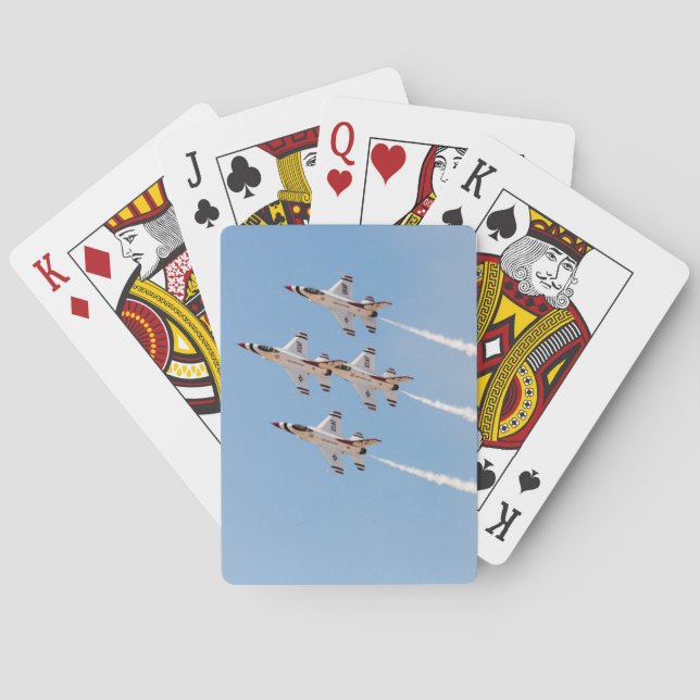 Four F-16 Thunderbirds fly in close formation Poker Cards (Back)