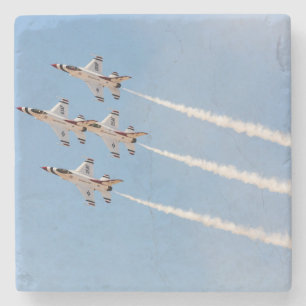 Four F-16 Thunderbirds fly in close formation Stone Coaster