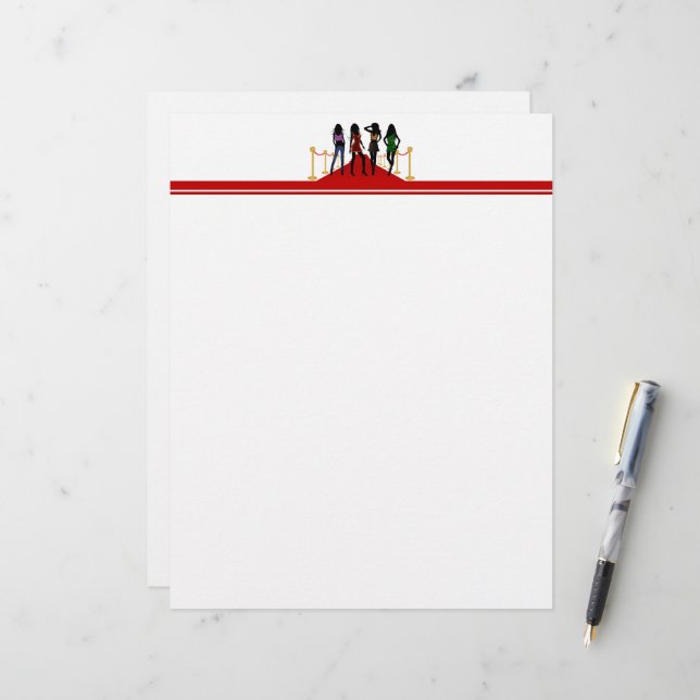 Four Fashion Models Posing on the Red Carpet (Front/Back In Situ)