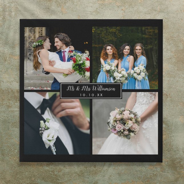Four Favorite Wedding Photos Collage Faux Canvas Print (Four Favorite Wedding Photos Collage Faux Canvas Print)