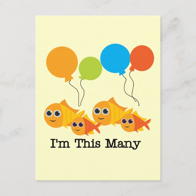 Four  Fish I'm This Many Tshirts and Gifts Postcard (Front)