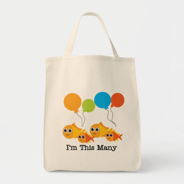 Four  Fish I'm This Many Tshirts and Gifts Tote Bag (Front)