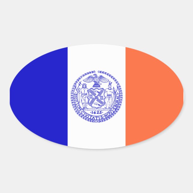 FOUR Flag of New York City Oval Sticker (Front)
