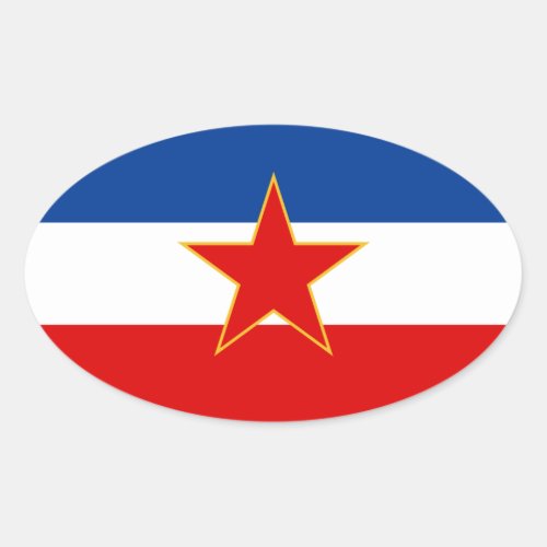 FOUR Flag of Yugoslavia 1945_1992 Oval Sticker