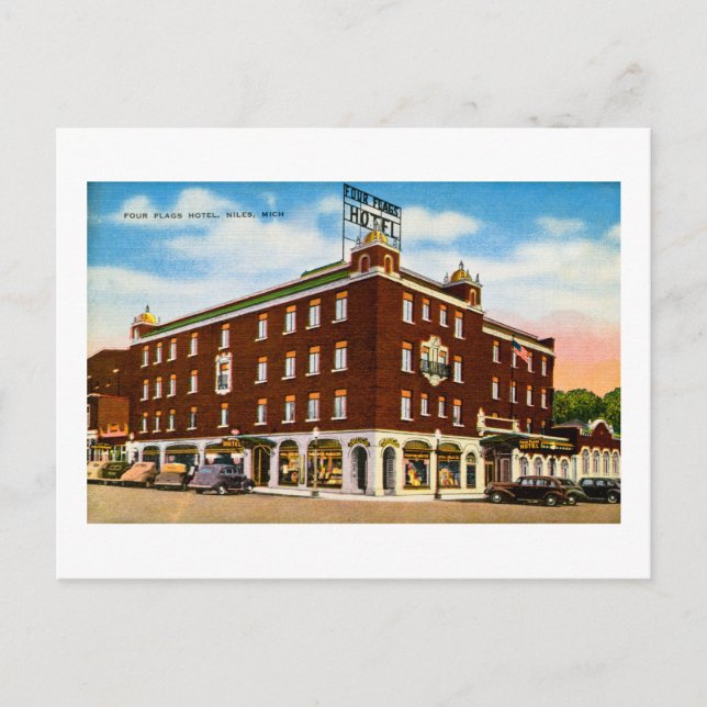 Four Flags Hotel, Niles, Michigan Postcard (Front)