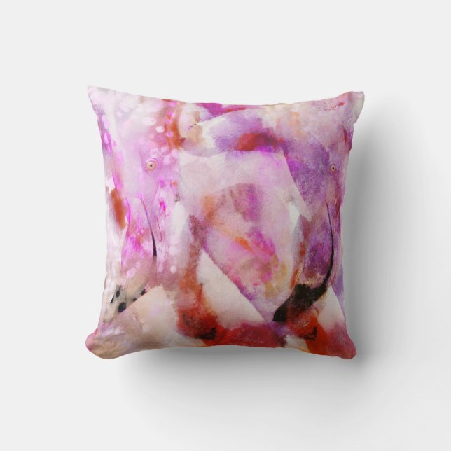 Four Flamingos Throw Pillow (Front)