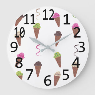 Four Flavors of Ice Cream on Cones, Clocks
