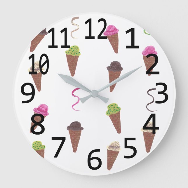 Four Flavors of Ice Cream on Cones, Clocks (Front)