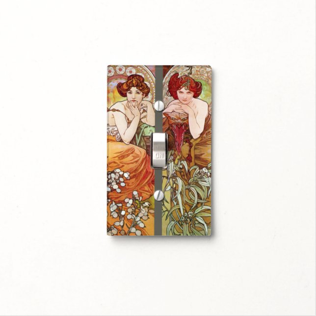 Four Floral Muchas Light Switch Cover (In Situ)