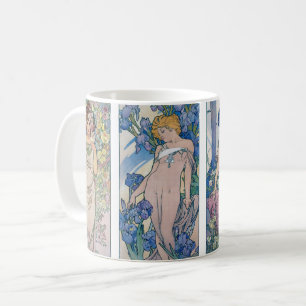 Four Flowers, Alphonse Mucha Coffee Mug
