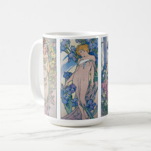Four Flowers, Alphonse Mucha Coffee Mug