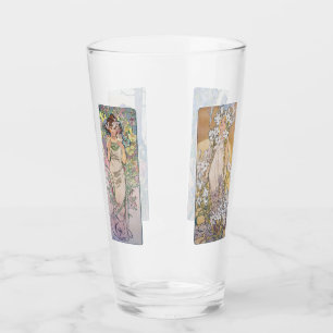 Four Flowers, Alphonse Mucha Glass