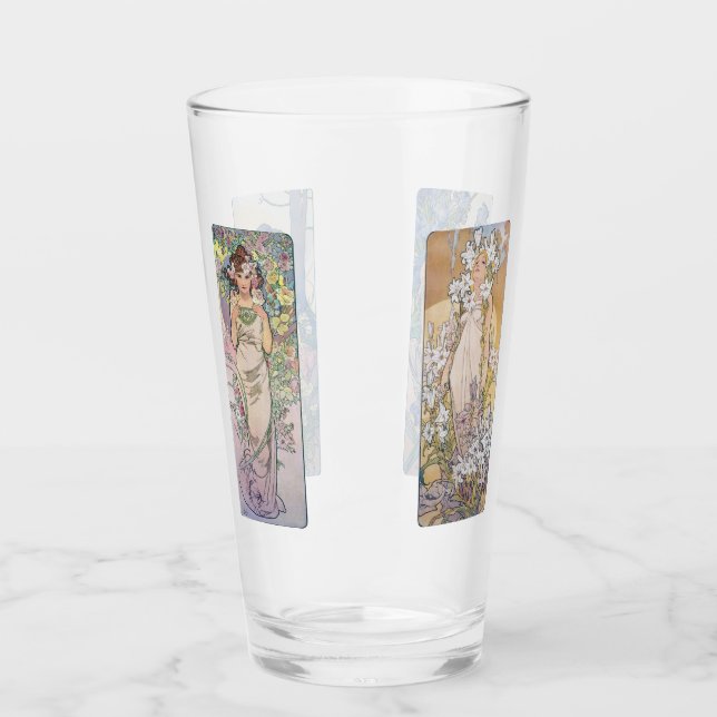 Four Flowers, Alphonse Mucha Glass (Front)
