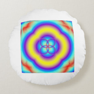 Four Fold Rainbow Mandala Throw Pillow