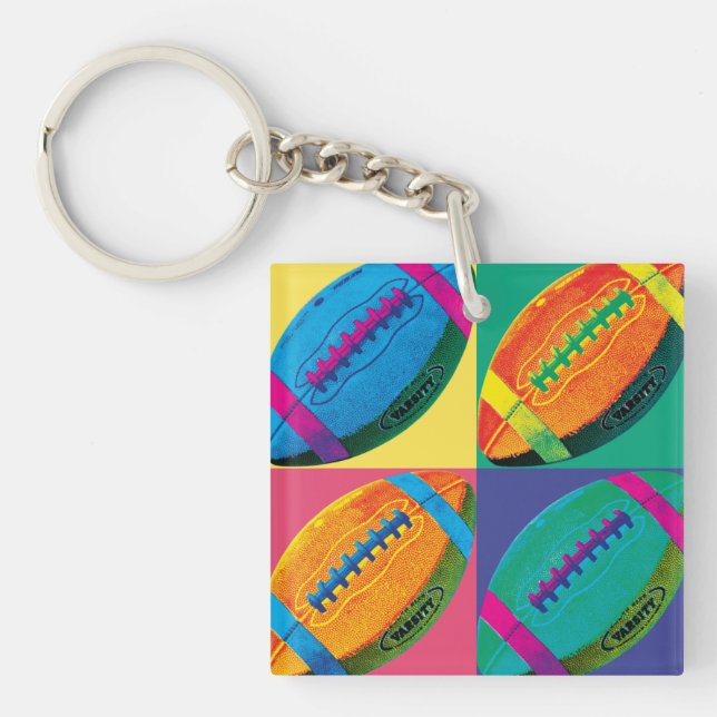 Four Footballs in Different Colors Keychain (Front)