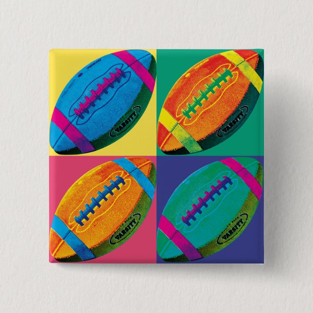 Four Footballs in Different Colors Pinback Button (Front)