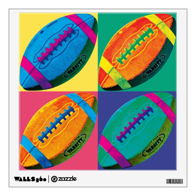 Four Footballs in Different Colors Wall Decal (Front)