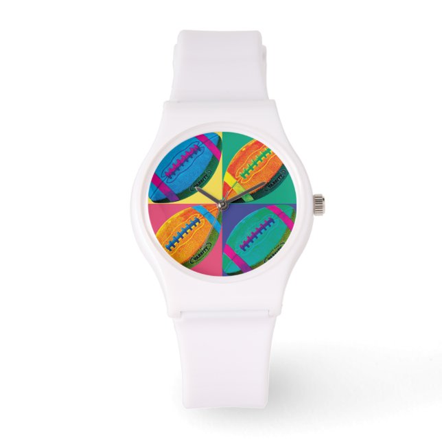 Four Footballs in Different Colors Watch (Front)