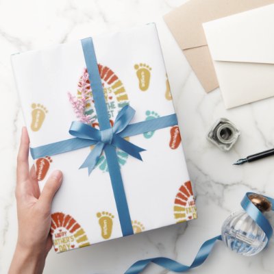 Four Footsteps Fatrhers Day Wrapping Paper