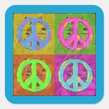 Four For Peace Square Sticker by manewind at Zazzle