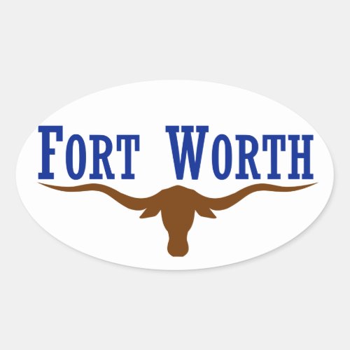 FOUR Fort Worth Flag Oval Sticker
