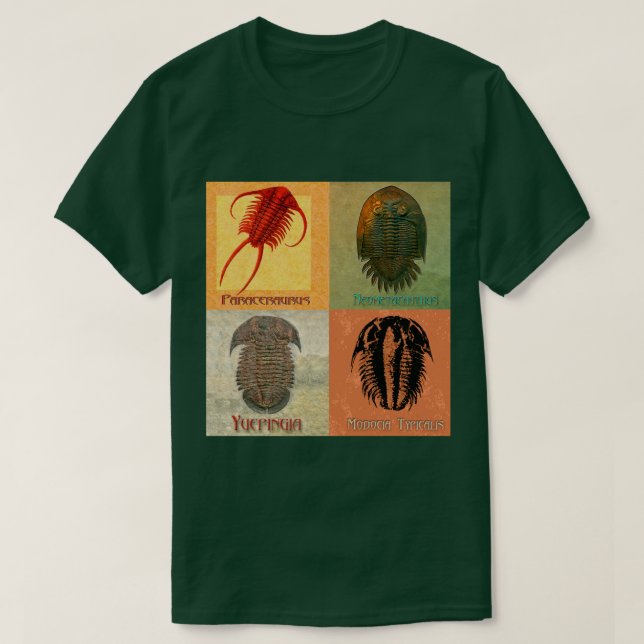 Four Fossil Trilobite Montage T-Shirt (Design Front)
