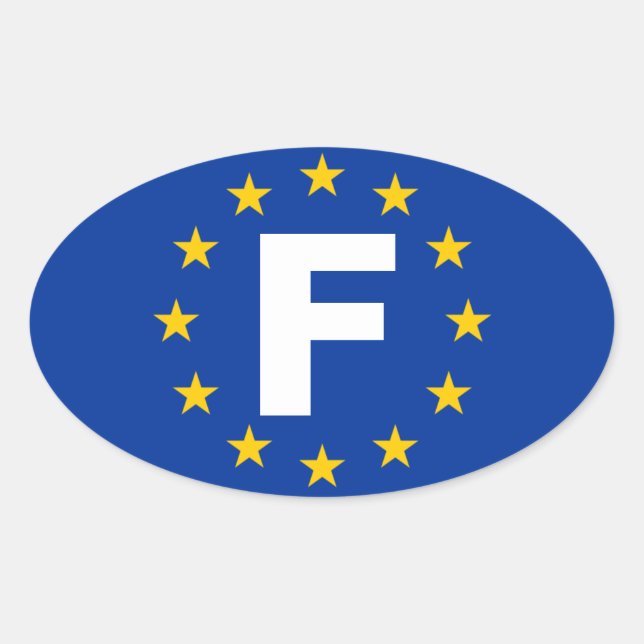 FOUR France "F" European Union Flag Oval Sticker (Front)
