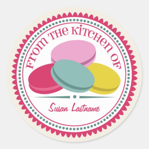 Four French Macarons Personalized Kitchen Label