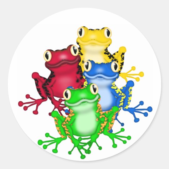 Four Frogs Tshirts and Gifts Classic Round Sticker | Zazzle.com