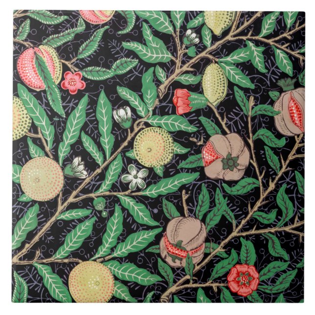 Four Fruit, William Morris Ceramic Tile (Front)