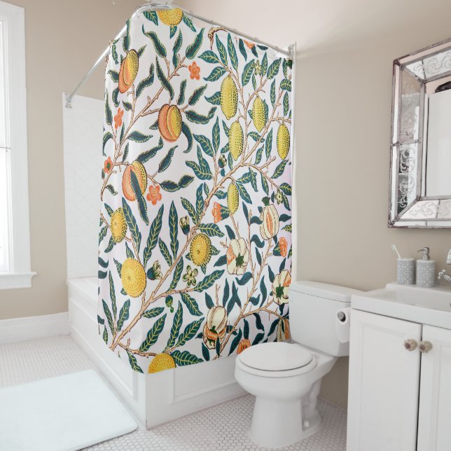 Four Fruit, William Morris Shower Curtain (In Situ)