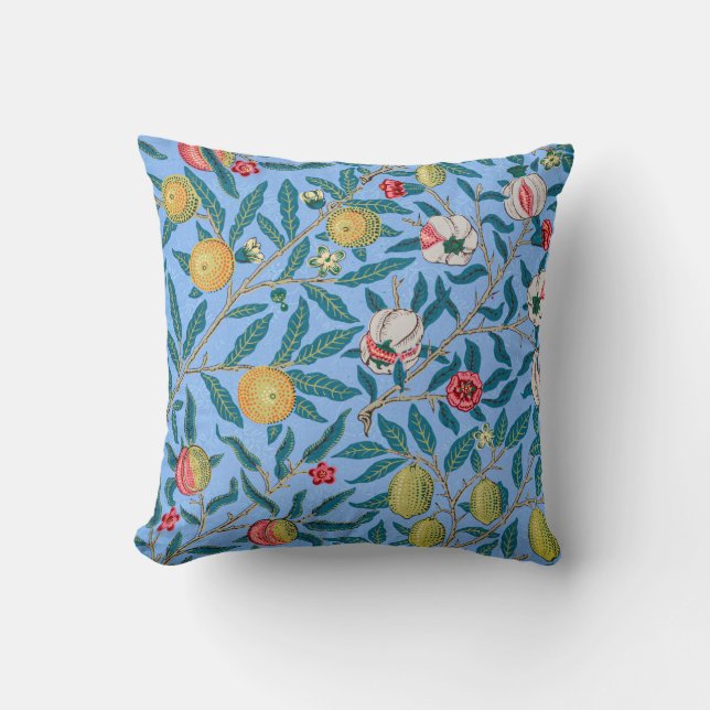 Four Fruit, William Morris Throw Pillow (Front)