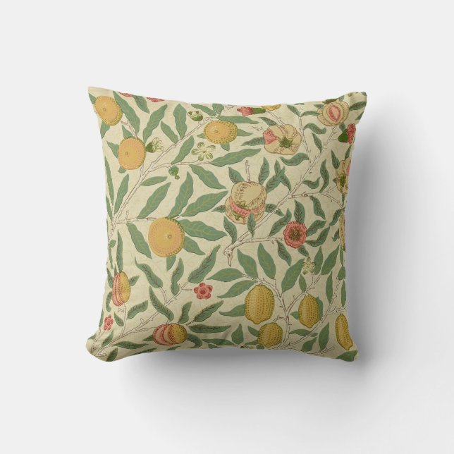 Four Fruit, William Morris Throw Pillow (Front)