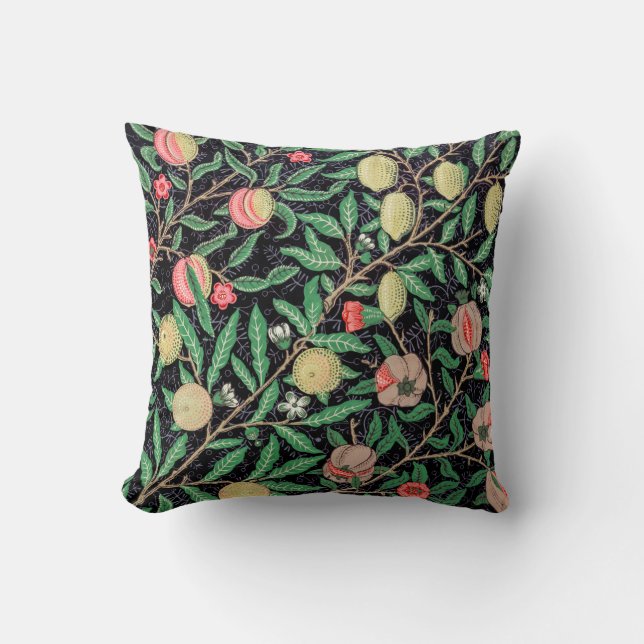 Four Fruit, William Morris Throw Pillow (Front)