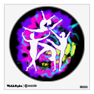 Four Fugures Gymnastics Dance Circle Wall Decal