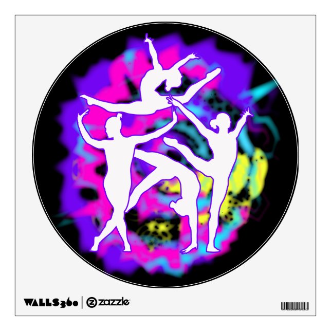 Four Fugures Gymnastics Dance Circle Wall Decal (Front)