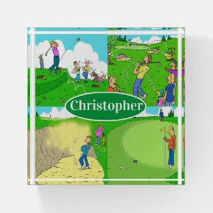 Four Fun Golf Cartoons. Paperweight