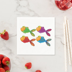 Four Funny Fish Napkins