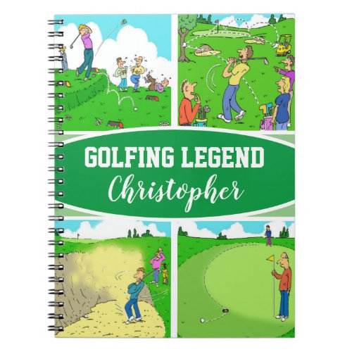 Four funny golf scenes notebook