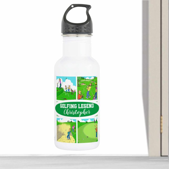 Four funny Golf themed Cartoons Stainless Steel Water Bottle (Creator Uploaded)