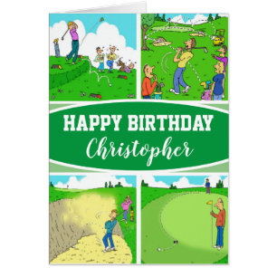 Four Funny Golfer Cartoons Cards