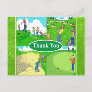 Four Funny Golfer Cartoons Postcard