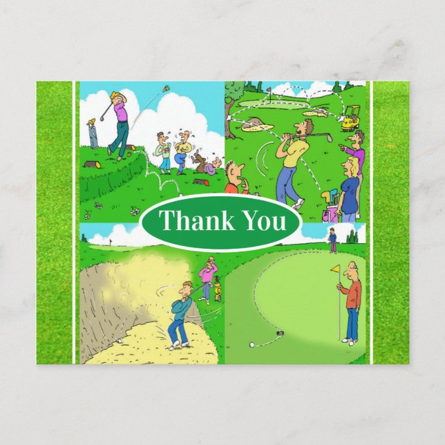 Four Funny Golfer Cartoons Postcard (Front)