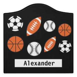 Four Funny Sports Balls Door Sign